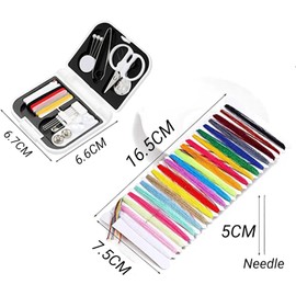 Paquete de 2 mini kit de costura portátil para viajar en casa, adultos, principiantes, emergencias, contiene tijeras, hilos, agujas (blanco)