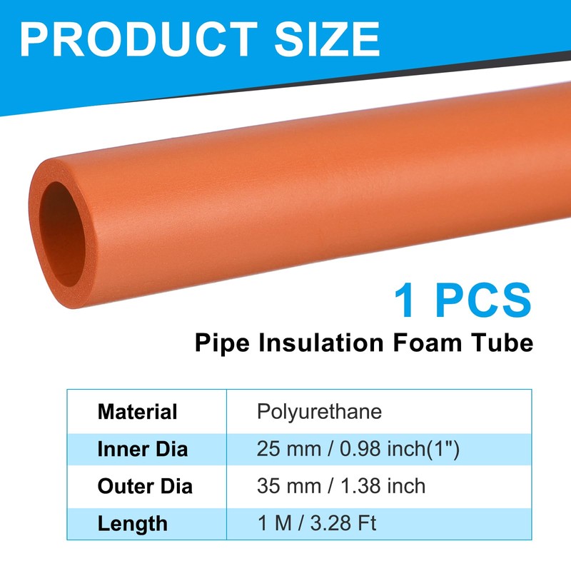 PATIKIL Pipe Insulation Foam Tube, 1" ID x 3.28Ft Foam