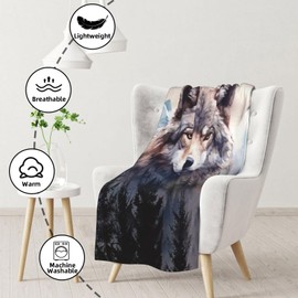 Wolf Pattern Blanket 130 x 150 cm, 3D Wolf Children's Flannel Blanket Wild Animal Pattern Blanket Comfortable and Breathable Sofa Blanket Camping for Adults Children (B, 130 x 150 cm)
