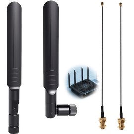8dBi 2.4GHz 5GHz 5.8GHz Dual Band WiFi RP-SMA Antenna + 2 x U.FL/IPEX to RP SMA Female Pigtail Cable for Mini PCIe Card Wireless Router PC Repeater Desktop FPV UAV Drone, Pack of 2