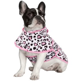 HDE Dog Raincoat Hooded Slicker Poncho for Small to X-Large Dogs and Puppies Leopard Hearts - M