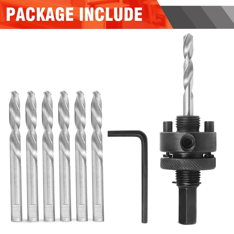JTemgle Heavy Duty Hole Saw Arbor with 5pcs Center Drill
