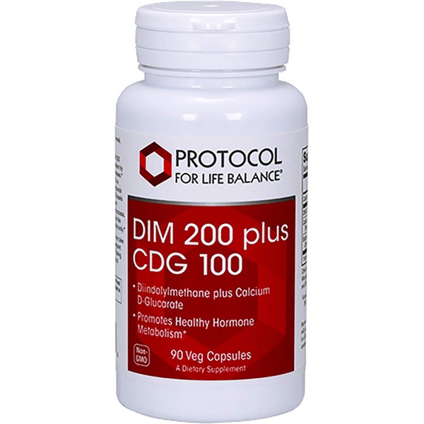 PROTOCOL FOR LIFE BALANCE - DIM 200 Plus CDG 100 - Diindolylmethane and Calcium D-Glucarate, Promotes Hormone Metabolism, Supports Liver Detox, Breast, and Prostate Health - 90 Veg Capsules