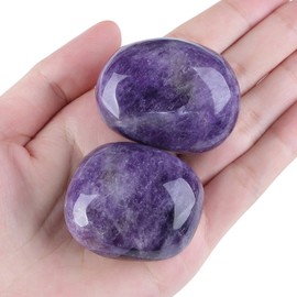 GUJOXILA 1.6"-2" Amethyst Crystal Large Polished Healing Crystals Gemstones Nature Tumbled Pocket Spiritual Crystal Gifts Reiki Divination Meditation Purple Plam Stone 1pcs