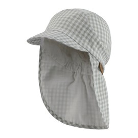 Sterntaler Vichy Checked Peaked Cap with Neck Protection - Peaked Cap Baby Protects the Head on Warm Days - UV 50+ Sun Cap Baby Unisex Lined with Soft Cotton Fabric, Stone Green