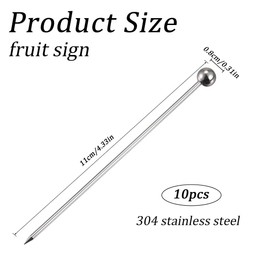 UEAVOID Pack of 10 Stainless Steel Cocktail Sticks, Basicon Martini Skewers, Cocktail Fruit Sticks, Cocktail Picks, Martini Picks, Reusable Cocktail Picks for Finger Food, Cocktail, Sandwich, Party