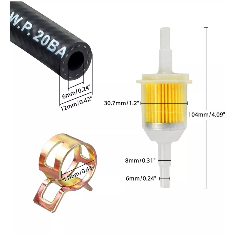 IZOKEE 1/4" Inch ID Fuel Line Set - 2 Meter