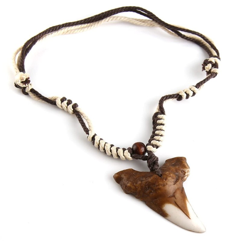 HZMAN Hawaiian Shark Teeth Resin Pendant - Adjustable Cord Surfer