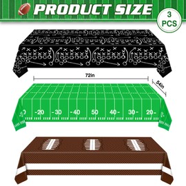 Esjay Football Party Decorations Supplies, Football Tablecloth Table Covers Disposable Plastic, Football Field Themed Birthday Decorations, 3 Pack (54”x72”)