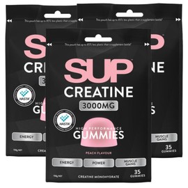 SUP Performance Creatine 3000mg Peach Flavored Gummies, 3 Pieces, 35 Tablets / SUP 퍼포먼스 크레아틴 3000mg 복숭아 맛 구미, 3개, 35정