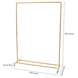 HAPPCUCOE Clothes Rack with Wheels,Heavy Duty Clothing Racks for Hanging Clothes,Rolling Garment Rack for Clothing Store Bedroom,Living Room, Laundry Room,Gold