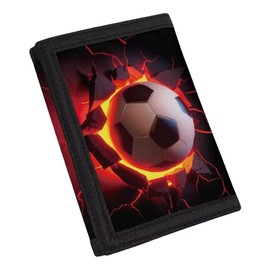 Coldinair Boys Wallet for Kids Ages 9-14,Fire Soccer Trifold Purse Handbag Toddler/Youth Kids Wallets Coin Pocket Bag Card Holders Nylon Novelty Wallet for Childrens