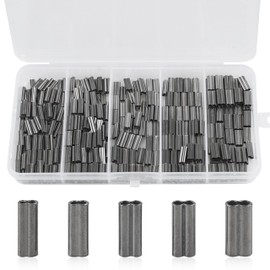 SHADDOCK 350pcs Fishing Double Barrel Crimping Sleeves Copper Connector Kit High Strength Copper Tube Connector Set Size 1.2-2.0mm