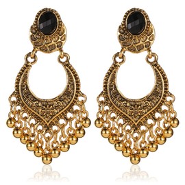 JIUIQL Unique Bohemian Vintage Gold Chandelier Coin Dangle Earrings Ethnic Bali Ethnic Big Gypsy Silver Beads Teardrop Tassel Hoops Drop Stud Earrings for Women Statement Jewelry Gifts (Vintage Gold)