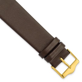 Sonia Jewels 19mm Flat Brown Leather Gold-Tone Buckle Watch Band 7.5"