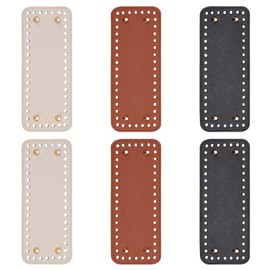 FREEBLOSS Pack of 6 Leather Bag Base Rectangular Bag Base Pad Bag Bottoms for Crocheting 3 Colours Leather Bag Base Bag Base with Holes for Handbags Bag Base Shape Pad for Bags