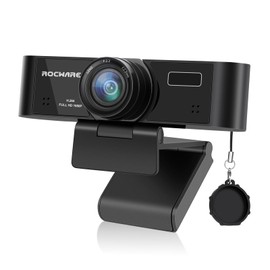 ROCWARE 1080P Webcam with Microphone, RC15 Computer Camera for PC 30pfs with 110 FOV/Privacy Cover/Low Light Correction,USB Web Cam for Zoom/Skype/Teams/Conference/Video Calling/Meeting