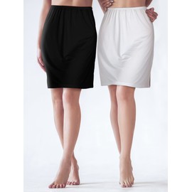 Bencailor 3 Pcs Half Slips for Women Underskirt Short Mini Skirt with Slit Above Knee Skirt Slip with Trim for Wedding Party(Medium)