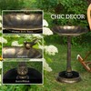 Vintage Style Bird Bath with Flower Planter & Feeder