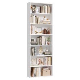 FACBOTALL 82" Tall Bookshelf, 7-Tier Open Shelves Bookcase, Freestanding Display Storage Shelves, Tall Bookcase Home Decor Furniture for Home Office, Living Room, Bedroom, White