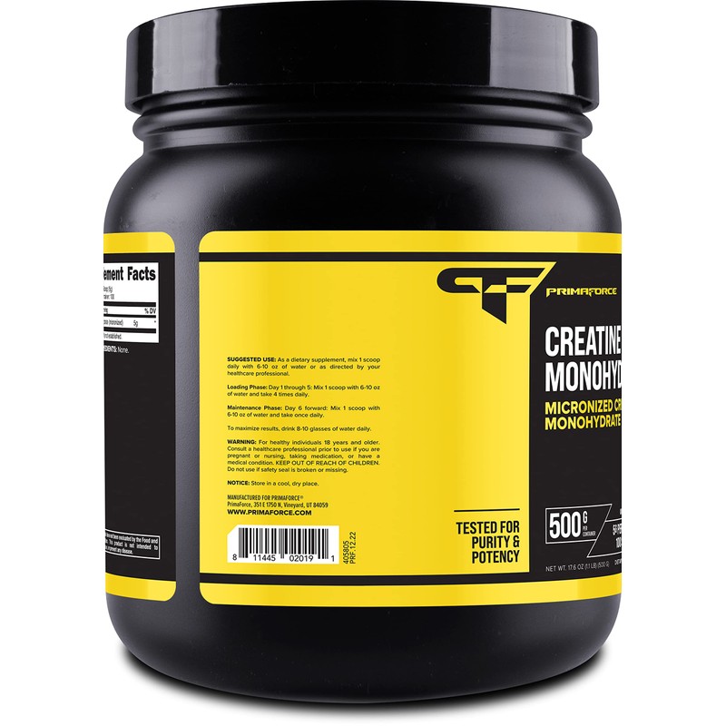 Primaforce Micronized Creatine Monohydrate Powder 500 Grams (1.1 Pounds)