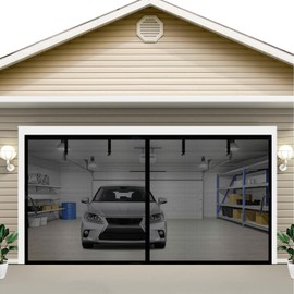 Magnetic Garage Screen Door for 1 Car, 13x7FT Garage Doors, Hands Free Heavy Duty Door Screen Curtain, Kids Pets Friendly, Self Sealing Fiberglass Door Cover, Retractable, Easy Assembly &Pass (Black)