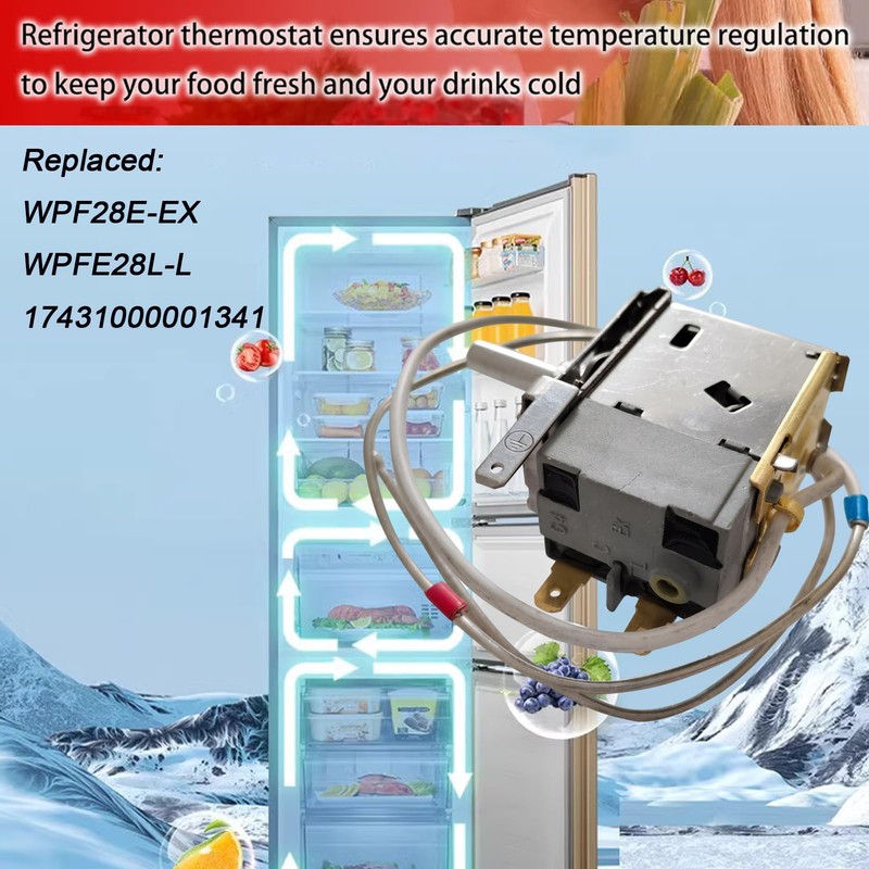 UZSTUNG WPF28E-EX Refrigerator Thermostat Fit Midea, Arctic King, Insignia, Vissani