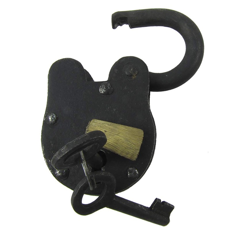 Treasure Gurus Antique Style Rustic Cast Iron and Brass Padlock