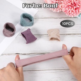 10 Haargummi Damen, Große Elastische Haarschmuck, aus Hochwertiger Baumwolle, Superelastische und Starke Scrunchies für Dickes Langes Haar und Lockiges Haar Haargummis(Bunt)