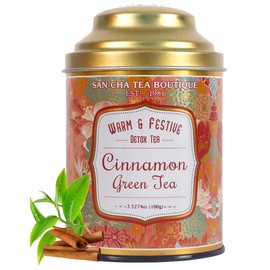 Sancha Tea Boutique, Cinnamon Green Tea, 100g Whole Leaves, High Mountain Green Tea blended with real Cinnamon