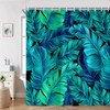 Moyrisou Tropical Palm Leaves Shower Curtain Green Banana Monstera Leaf