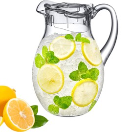 Amazing Abby - Bubbly - Plastic Pitcher (64 oz, 2 Quart), Clear Water Pitcher with Lid, Fridge Jug, BPA-Free, Shatter-Proof, Great for Iced Tea, Sangria, Lemonade, Juice, Milk, and More
