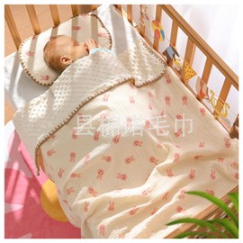 Baby Blanket Breathable Cute Polka Dot Pattern Baby Cooling Blanket Soft Nursery Bedroom (Pink Rabbit)