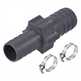 sourcing map Barb Hose Fitting 20mm to 17mm Straight Coupler Quick Connector Adapter with 16-25mm Adjustable Clamps for Water Fuel Air Oil Gas, 1 Set
