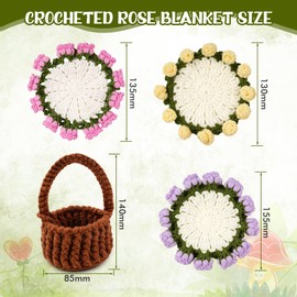 LetCartMaker Crochet Set for Beginners, 4 Pieces Coaster Crochet Set, Flower Basket, Crochet Starter Kit with Step by Step Video Tutorials, Birthday, Holiday Gift for Kids and Adults