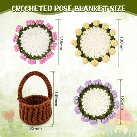 LetCartMaker Crochet Set for Beginners, 4 Pieces Coaster Crochet Set, Flower Basket, Crochet Starter Kit with Step by Step Video Tutorials, Birthday, Holiday Gift for Kids and Adults