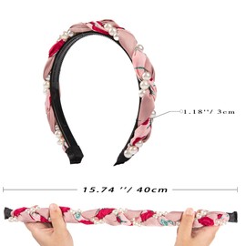 Cicimeiluody head bands for women's hair headbands for women Versatile Pearl-Adorned Hair Accessory for Women - Durable Headband for Women's Hair (Pink/Red/Blue, Regular)