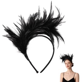 Feather Headband for Women Feather Fascinator Headband Cocktail Wedding Partycolor: Feather-orange, size: Feather Headband-1Pcs