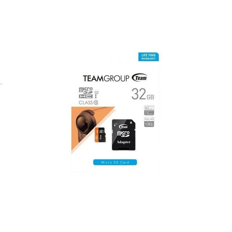 Team 32GB microSDHC UHS-I/U1 Class 10 Memory Card with Adapter,