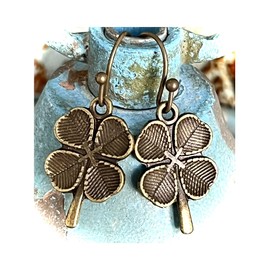Bronze Four Leaf Clover Earrings Irish. Jewelry Earrings for Women #3298FE91