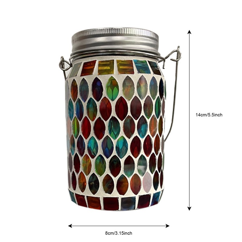 Outdoor Solar Lantern Lights Decorative Mosaic Jar Hanging Lantern Pathway