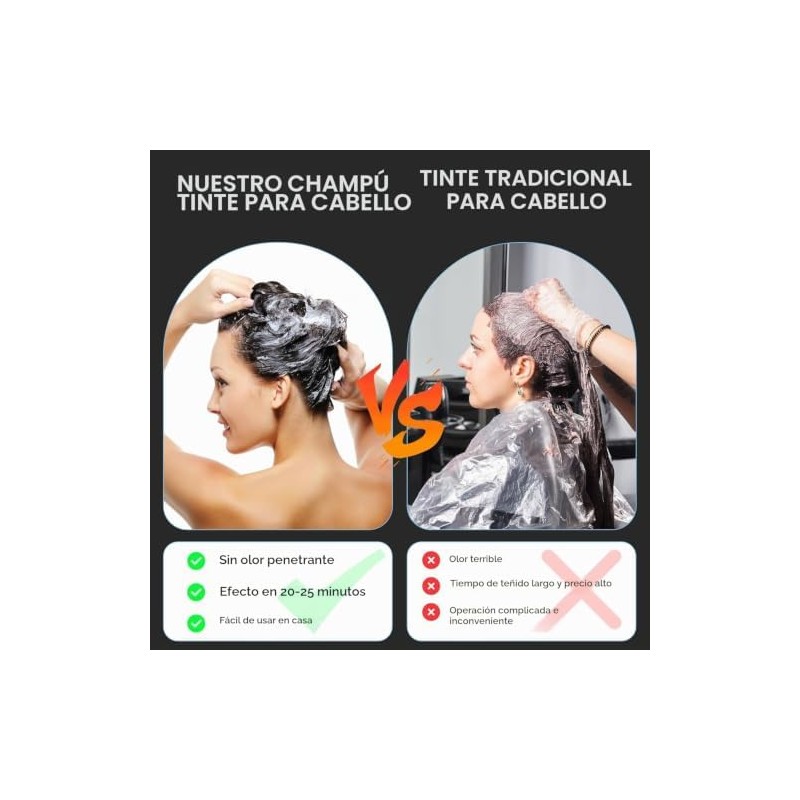 YOURTONE Tinte para El Cabello Negro Natural Champú Instantáneo y