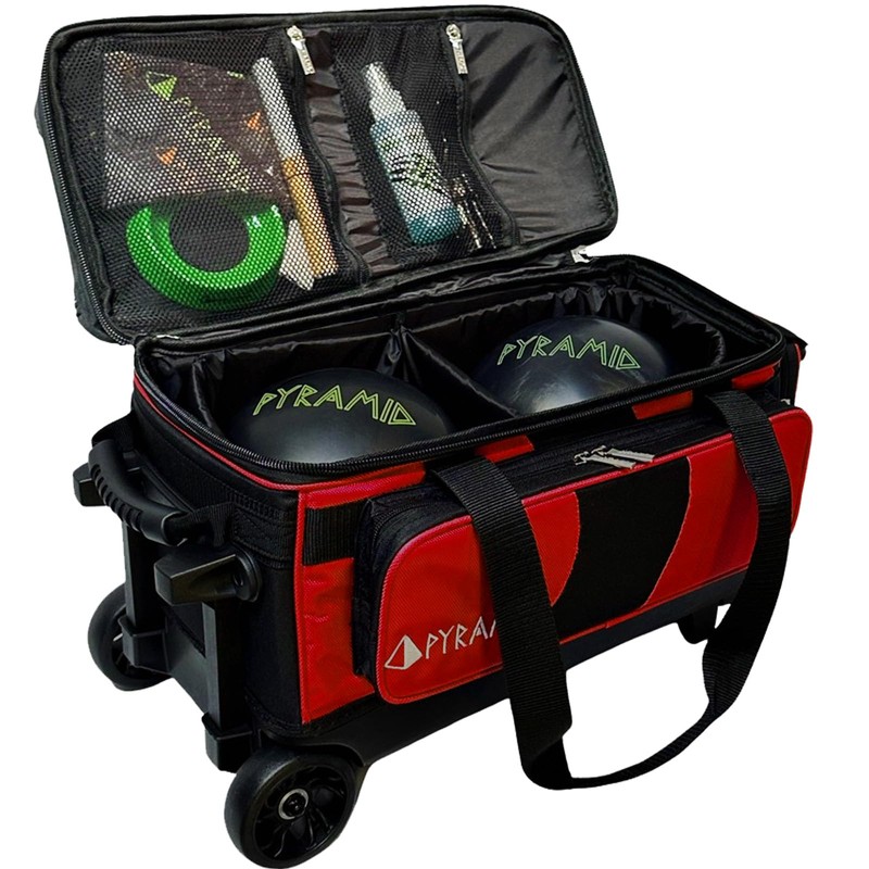 Pyramid Path Pro Deluxe Double Roller Bowling Bag (Black/Red)