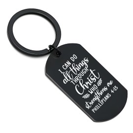 NATSUNO Christian Keychains, Christian Gifts for Women Men, Faith Based Gifts, I Can Do All Things Through Christ Who Strengthens Me Christian Bible Verse Religious Keychain, Religious Gifts