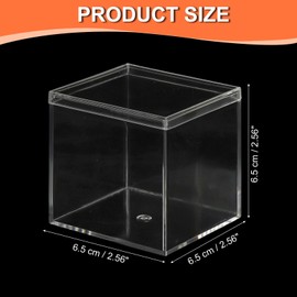 PATIKIL Acrylic Box with Lid 2.56" x 2.56" x 2.56", Clear Acrylic Display Boxes Plastic Square Cube Containers Storage Organizer for Candy Tiny Jewelry Artwork Display