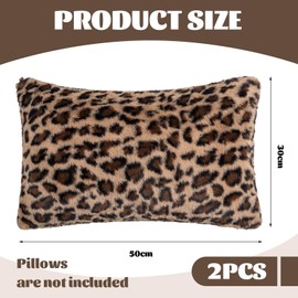 Muorruo Set of 2 Faux Fur Leopard Print Cushion Covers, 30 x 50 cm, Soft Plush Animal Motif Decorative Cushions for Sofa, Bed and Armchair, Safari-Inspired Decor in Terracotta Brown