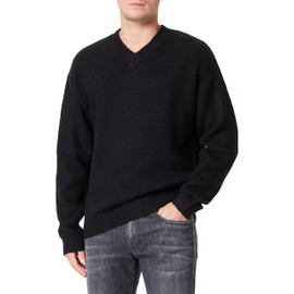 JACK & JONES Men's Jorollie Knit V-Neck Jumper, Black, L
