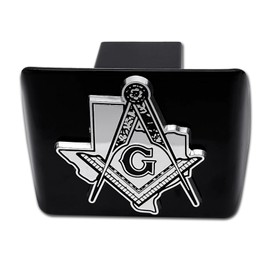 Elektroplate Masonic Square and Compasses Texas All Metal Black Hitch Cover for Trucks and SUVs | Fits Standard 2" Trailer Hitch Receivers | Premium Weatherproof