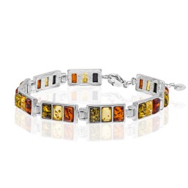 Copal Exquisite Women's Bracelet Made of Amber and Sterling Silver Adjustable 19 cm to 22 cm, Sterling Silver Sterling Silver Genuine amber, Amber