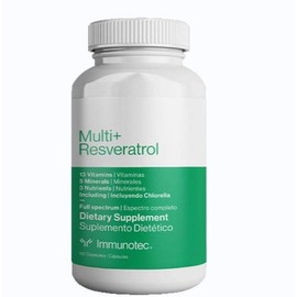 Immunotech Multi Plus Resveratrol Full Spectrum Vitamins 13, Minerals 5, Chlorella Contains 3 Nutrients Immu, 1, 60 Tablets / 이뮤노텍 멀티 플러스 레스베라트롤 전 스펙트럼 비타민 13개 미네랄 5개 클로렐라 함유 영양소 3개 Immu, 1개, 60정